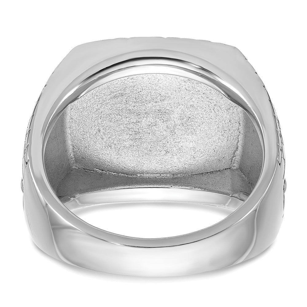 14k White Gold Men's Antiqued Onyx Complete Star Ring