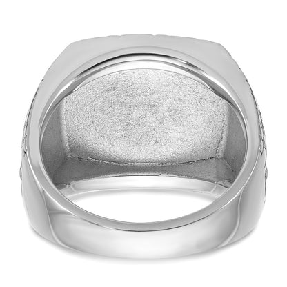 14k White Gold Men's Antiqued Onyx Complete Star Ring