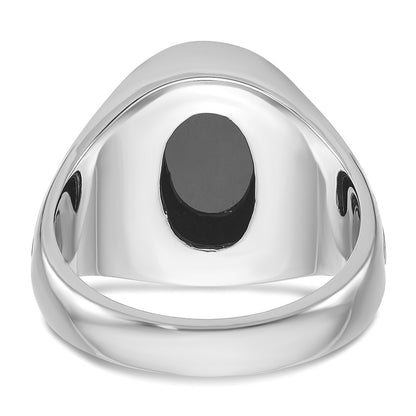 14k White Gold with Black Rhodium Men's Onyx Complete Ring