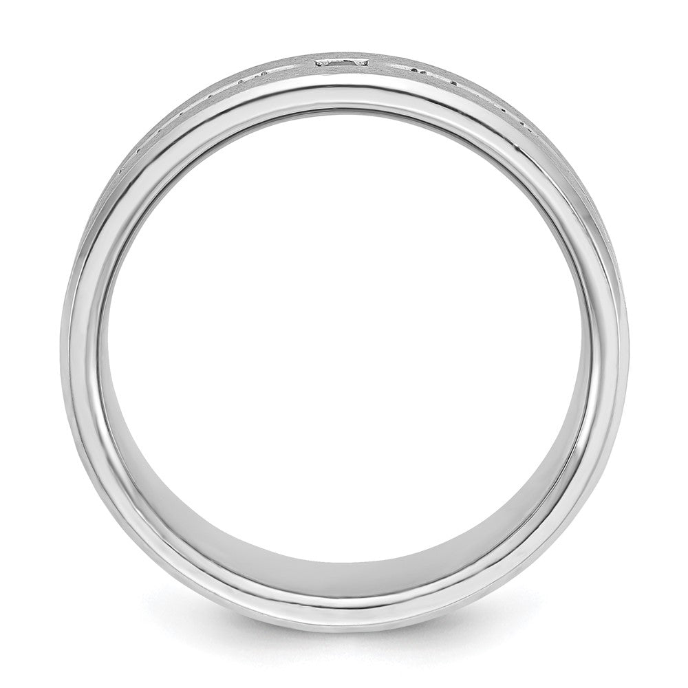 14k White Gold Men's Satin Lab Created Sapphire and 1/8 carat Diamond Complete Ring