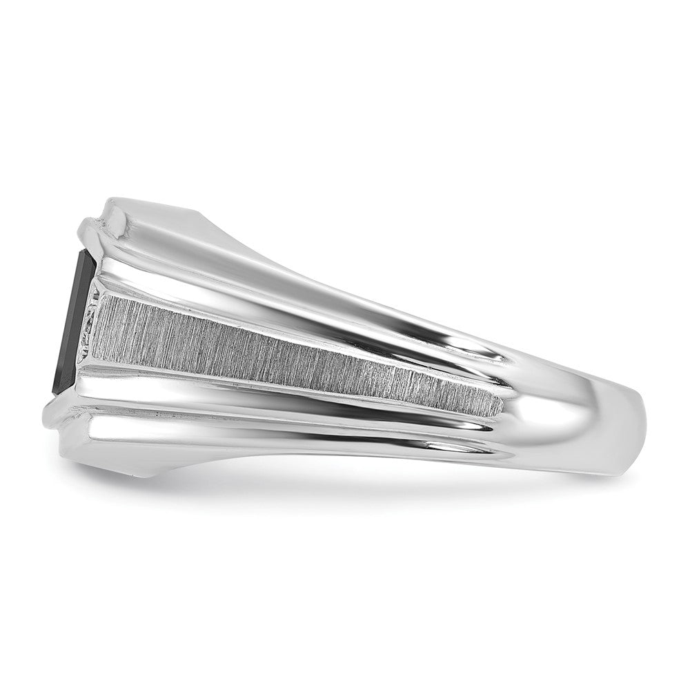 14k White Gold Men's Satin Onyx and Diamond Complete Ring