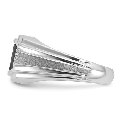 14k White Gold Men's Satin Onyx and Diamond Complete Ring