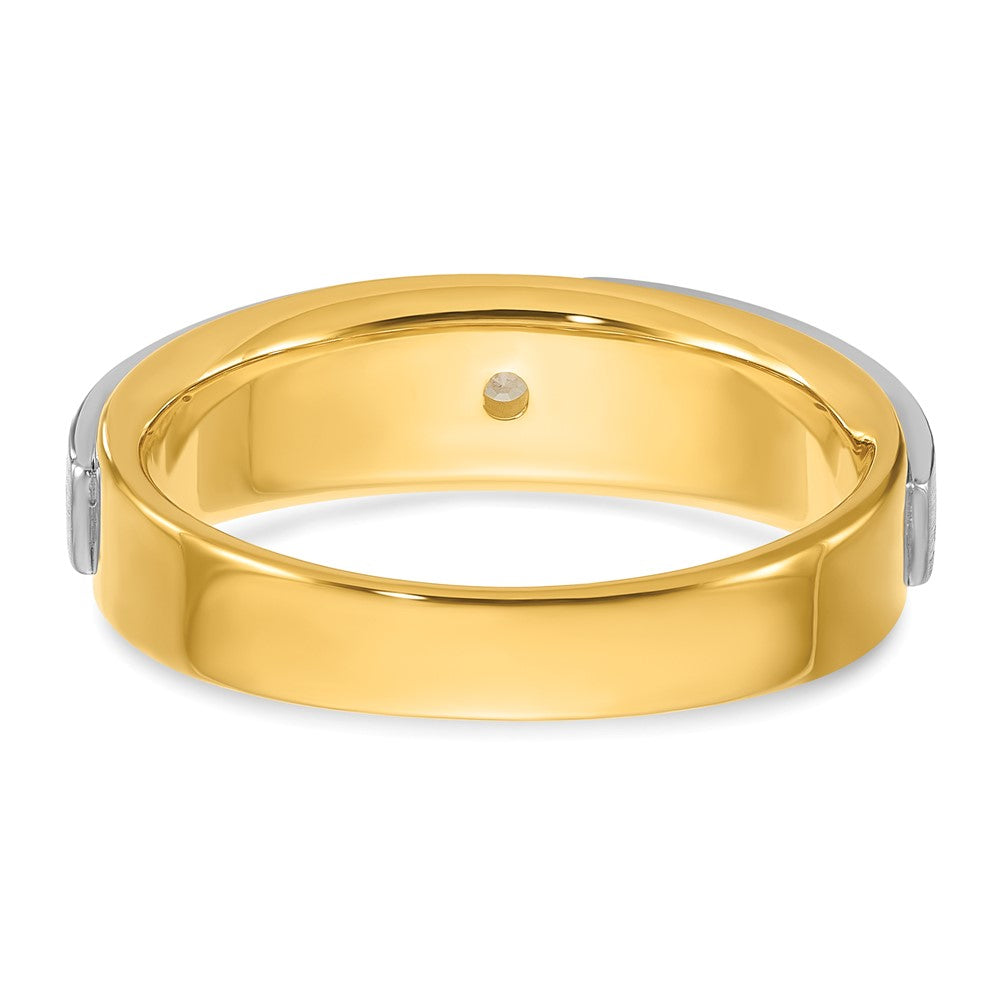 14k Two-tone Two Tone 1/15 Ct. Lab Grown Diamond VS/SI+ G+ Polished and Satin Men's Band Ring