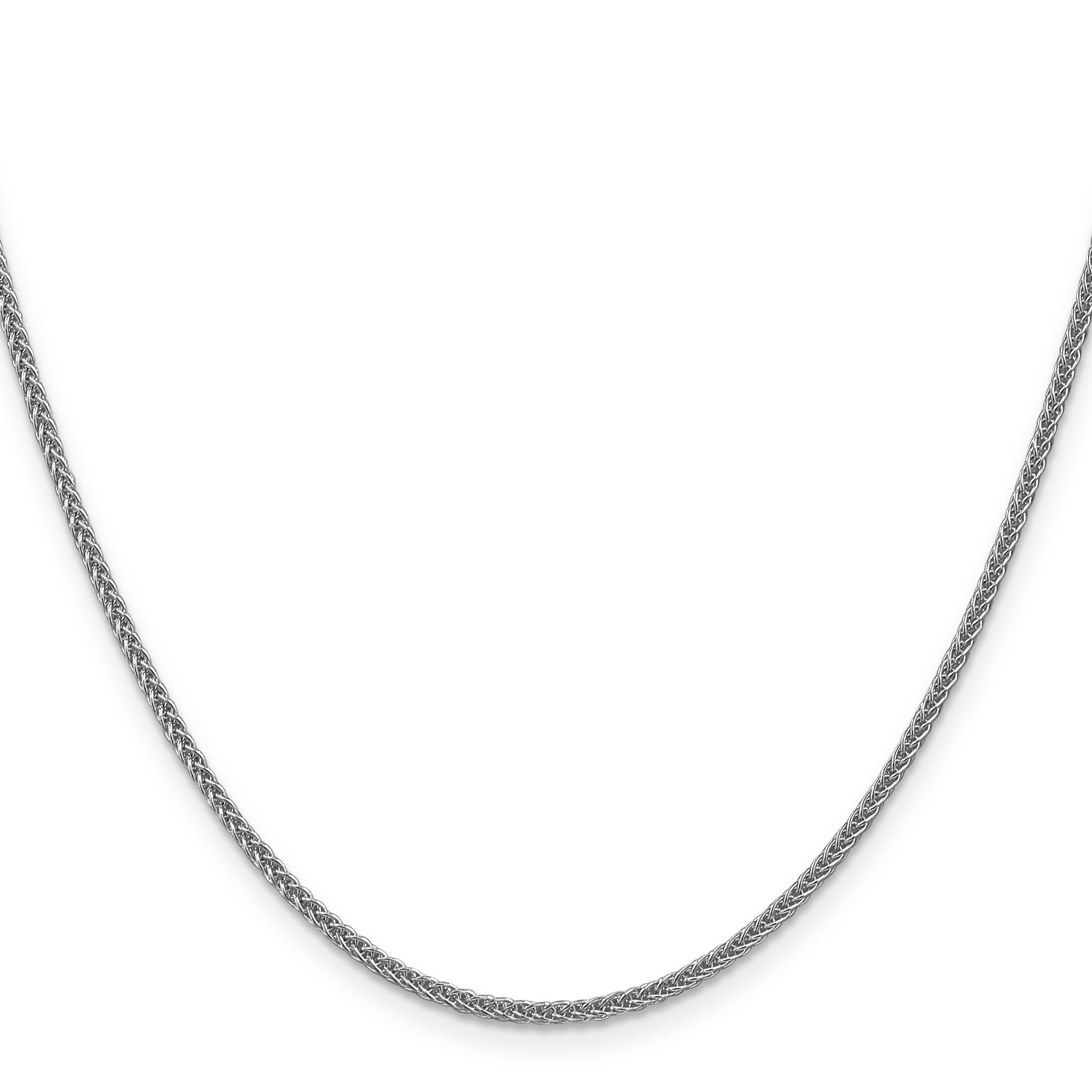 14K White Gold 16 Inch 2mm Semi-Solid 3-Wire Wheat With Lobster Clasp Chain Necklace