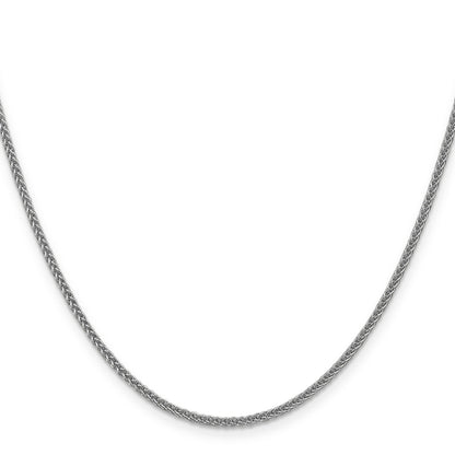 14K White Gold 24 Inch 2mm Semi-Solid 3-Wire Wheat With Lobster Clasp Chain Necklace