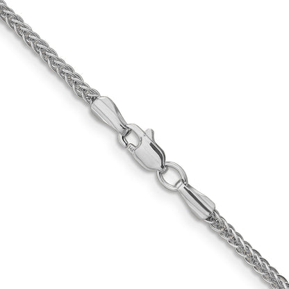 14K White Gold 22 Inch 2mm Semi-Solid 3-Wire Wheat With Lobster Clasp Chain Necklace