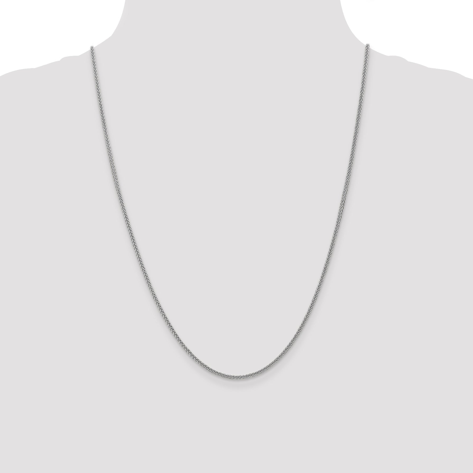 14K White Gold 24 Inch 2mm Semi-Solid 3-Wire Wheat With Lobster Clasp Chain Necklace