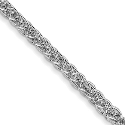 14K White Gold 24 Inch 2mm Semi-Solid 3-Wire Wheat With Lobster Clasp Chain Necklace