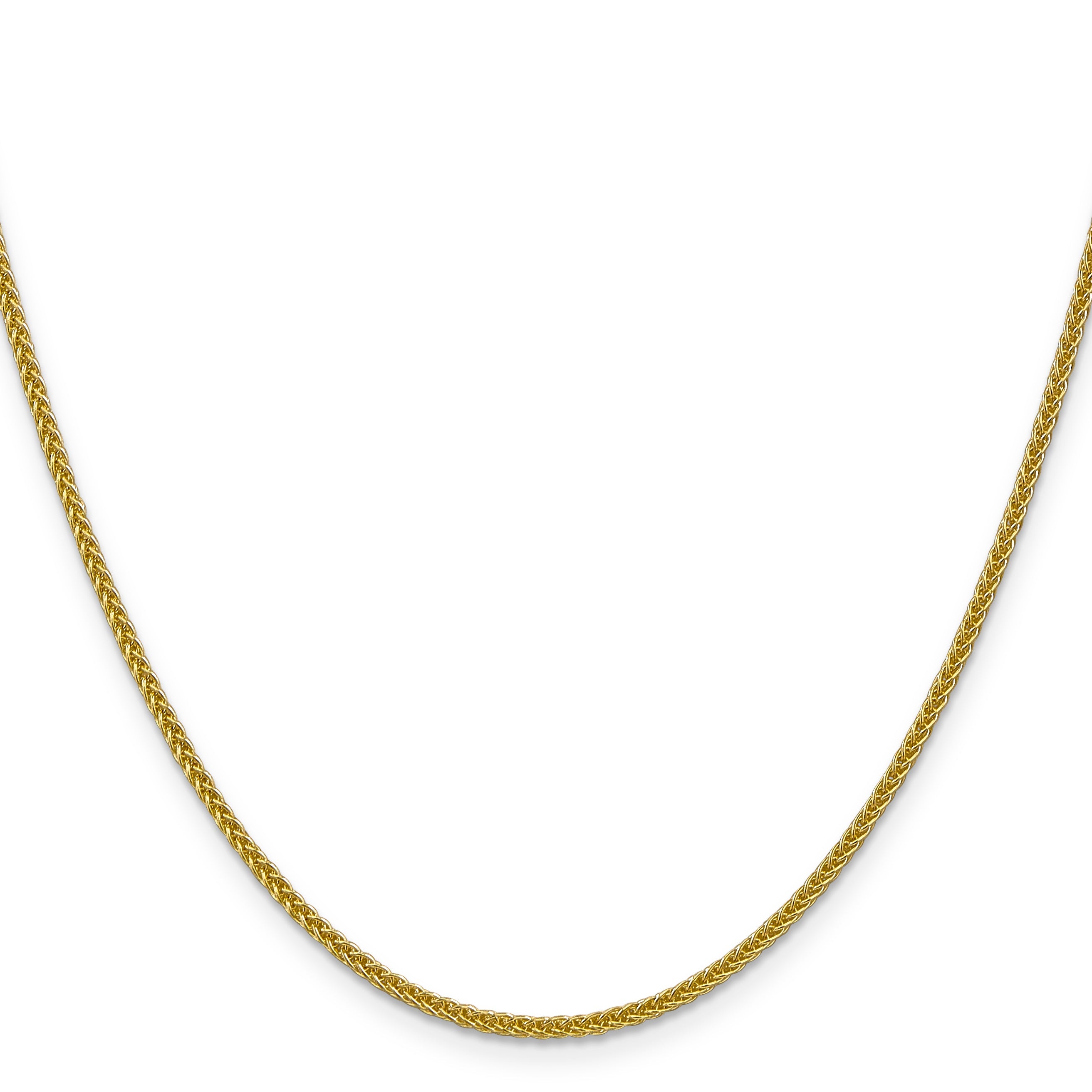 14K Yellow Gold 22 Inch 2mm Semi-Solid 3-Wire Wheat With Lobster Clasp Chain Necklace