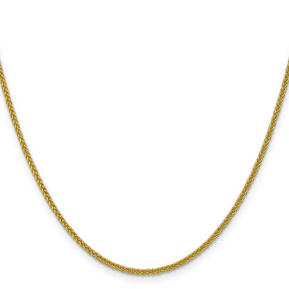 14K Yellow Gold 18 Inch 2mm Semi-Solid 3-Wire Wheat With Lobster Clasp Chain Necklace