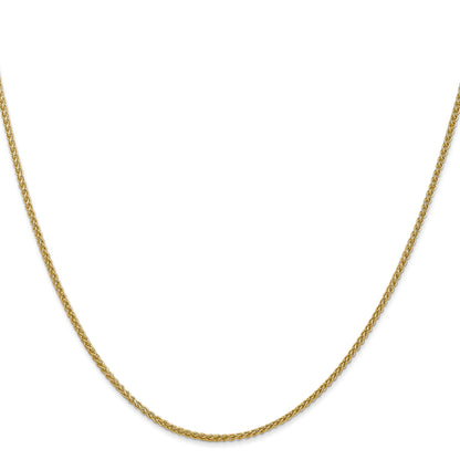 14K Yellow Gold 22 Inch 1.55mm Semi-Solid Wheat With Lobster Clasp Chain Necklace