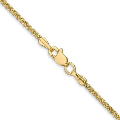 14K Yellow Gold 22 Inch 1.55mm Semi-Solid Wheat With Lobster Clasp Chain Necklace