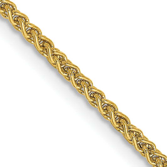 14K Yellow Gold 20 Inch 1.55mm Semi-Solid Wheat With Lobster Clasp Chain Necklace