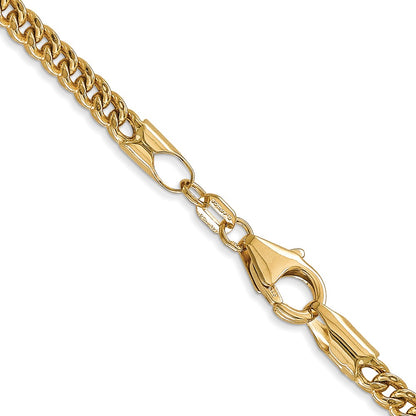 14K Yellow Gold 18 Inch 3mm Semi-Solid Franco With Fancy Lobster Clasp Chain Necklace
