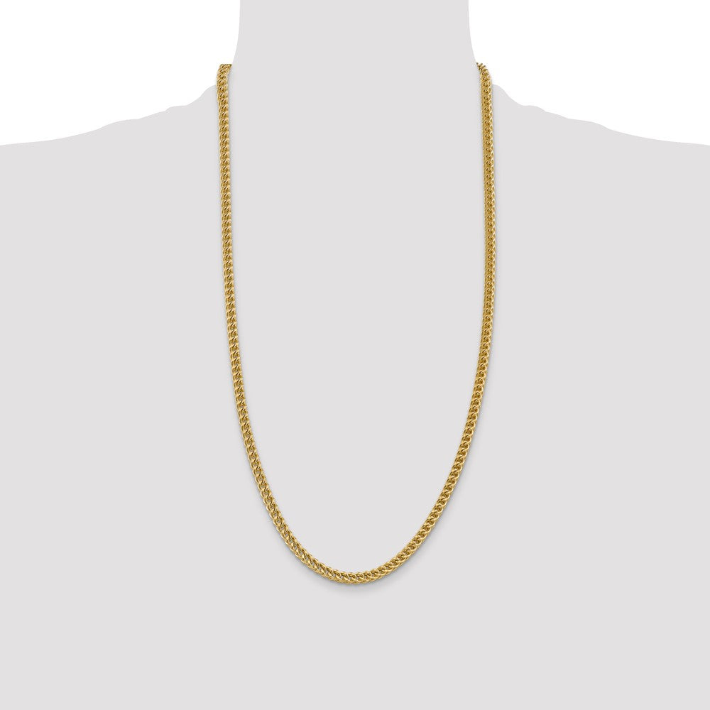 14K Yellow Gold 28 Inch 4.5mm Semi-Solid Franco With Fancy Lobster Clasp Chain Necklace