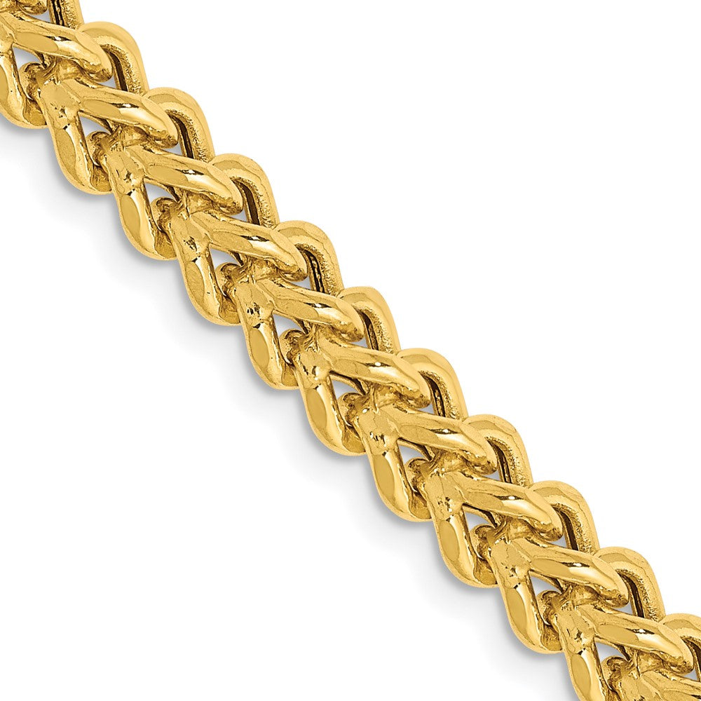 14K Yellow Gold 28 Inch 4.5mm Semi-Solid Franco With Fancy Lobster Clasp Chain Necklace