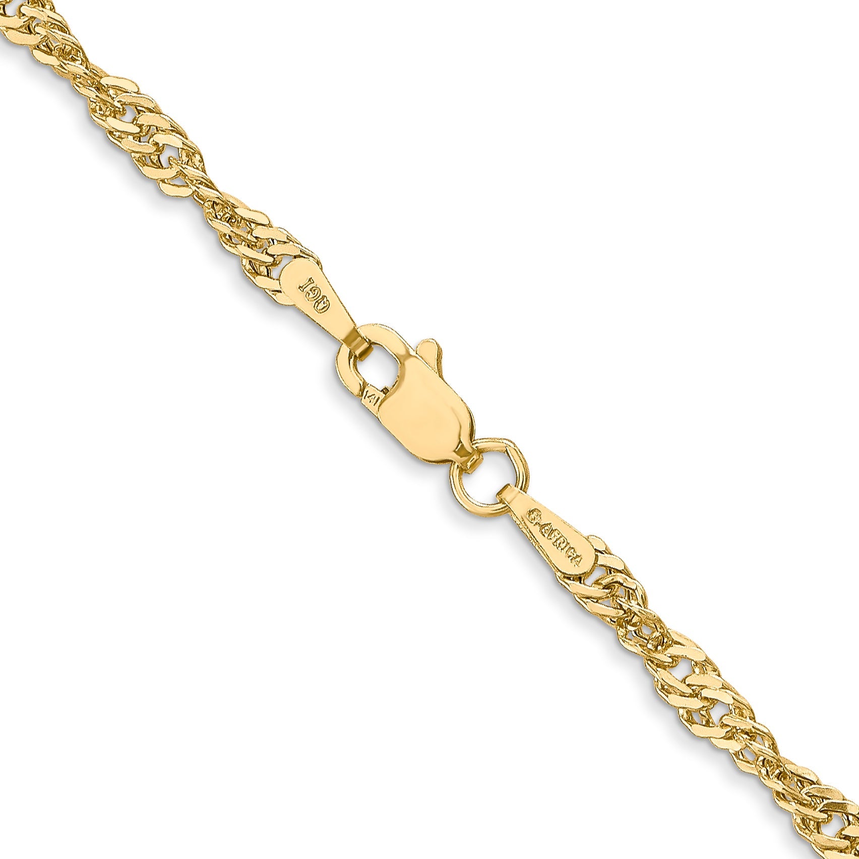 14K Yellow Gold 18 Inch 2.75mm Lightweight Singapore With Lobster Clasp Chain Necklace