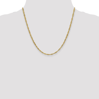 14K Yellow Gold 20 Inch 2.75mm Lightweight Singapore With Lobster Clasp Chain Necklace