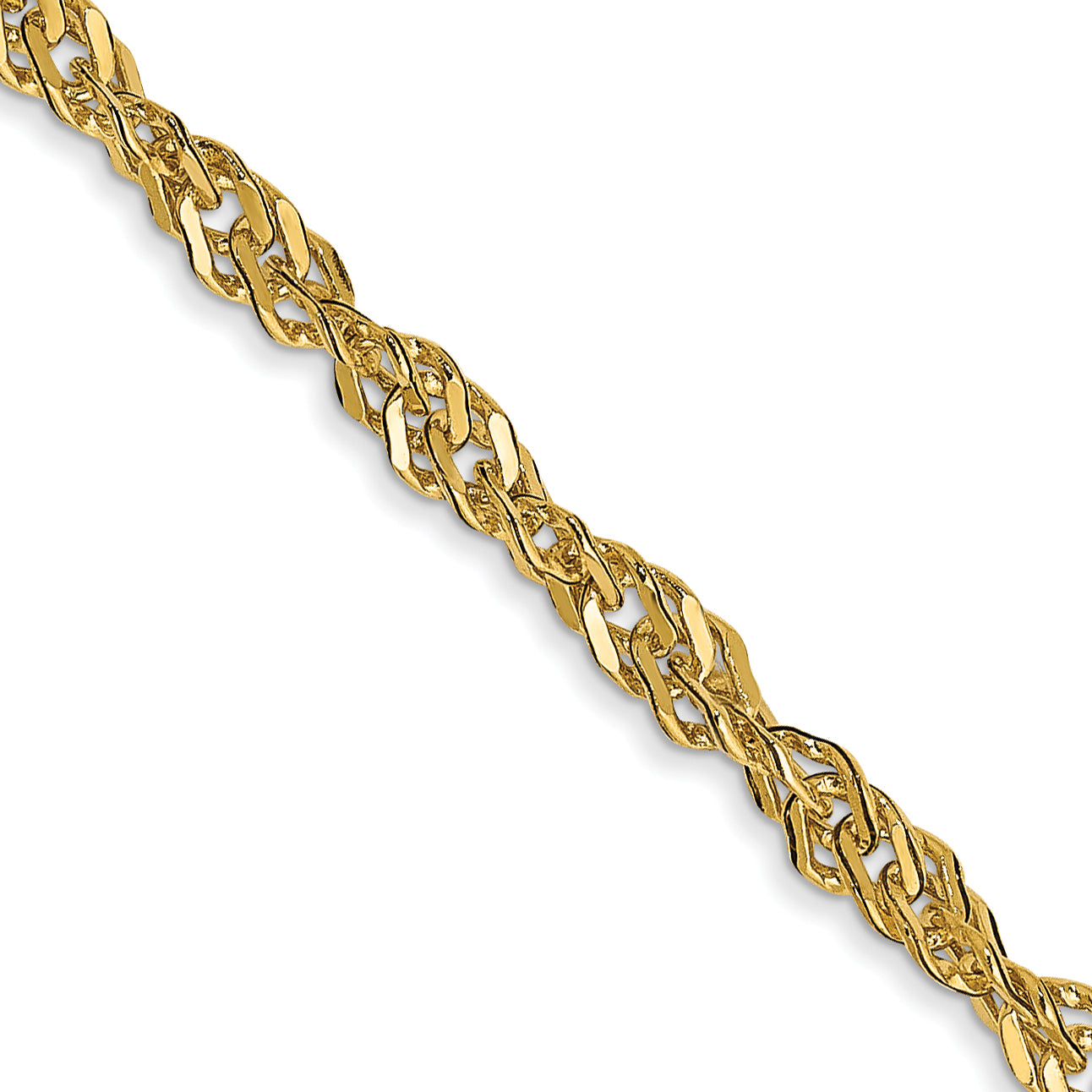 14K Yellow Gold 20 Inch 2.75mm Lightweight Singapore With Lobster Clasp Chain Necklace