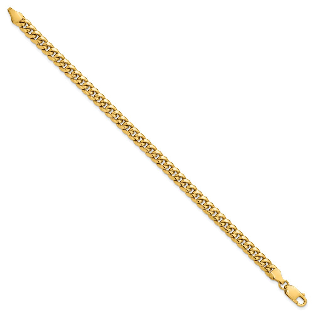 14K Yellow Gold 8 Inch 6mm Semi-Solid Miami Cuban With Lobster Clasp Bracelet