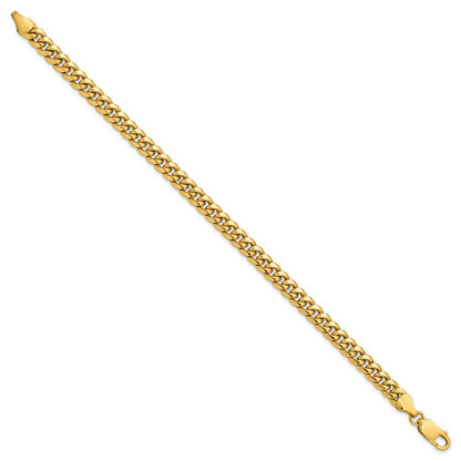 14K Yellow Gold 8 Inch 6mm Semi-Solid Miami Cuban With Lobster Clasp Bracelet
