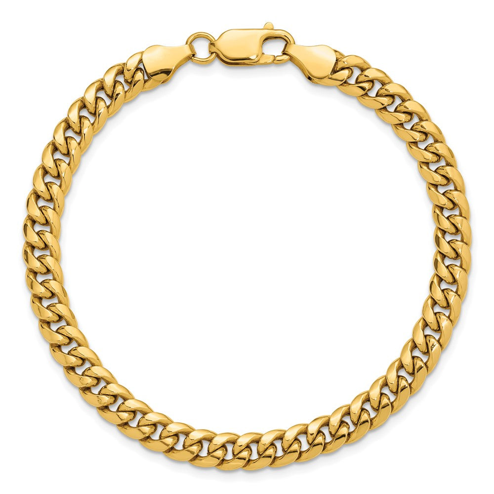 14K Yellow Gold 8 Inch 6mm Semi-Solid Miami Cuban With Lobster Clasp Bracelet