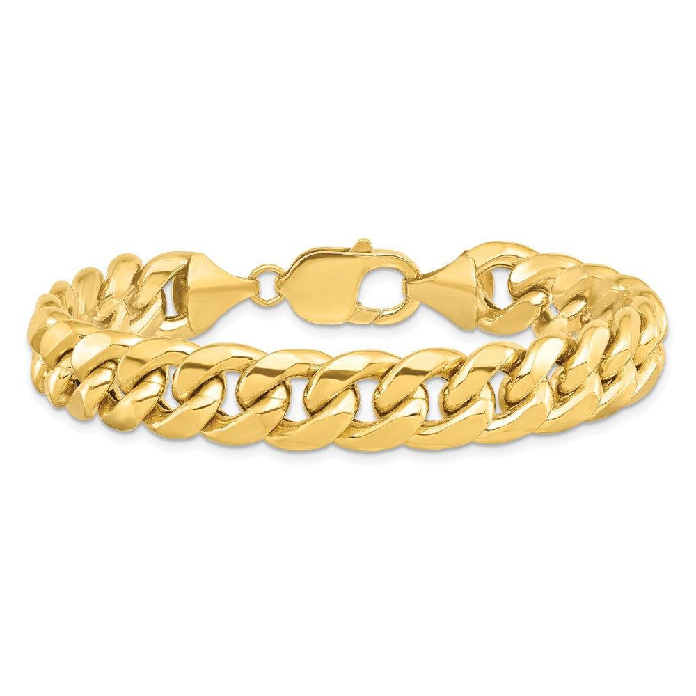 14K Yellow Gold 8 Inch 11mm Semi-Solid Miami Cuban With Lobster Clasp Bracelet