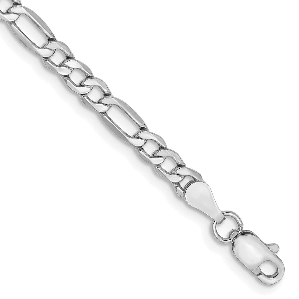 14K White Gold 9 Inch 3.5mm Semi-Solid Figaro With Lobster Clasp Chain Anklet
