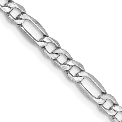 14K White Gold 20 Inch 3.5mm Semi-Solid Figaro With Lobster Clasp Chain Necklace