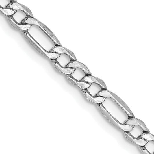 14K White Gold 22 Inch 3.5mm Semi-Solid Figaro With Lobster Clasp Chain Necklace