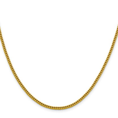 14K Yellow Gold 24 Inch 2.2mm Semi-Solid Franco With Lobster Clasp Chain Necklace