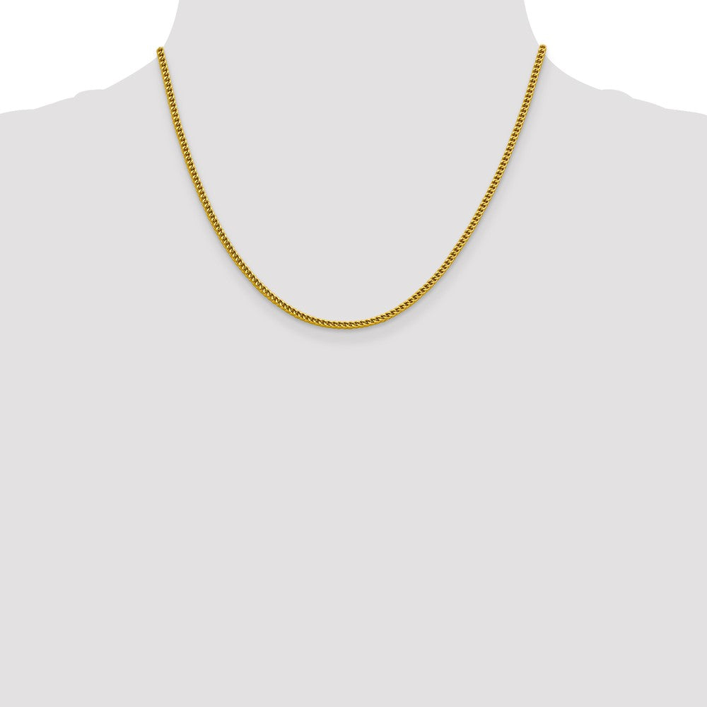 14K Yellow Gold 18 Inch 2.2mm Semi-Solid Franco With Lobster Clasp Chain Necklace