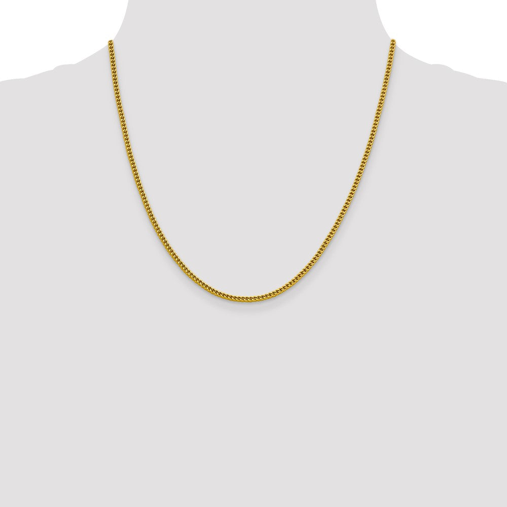 14K Yellow Gold 20 Inch 2.2mm Semi-Solid Franco With Lobster Clasp Chain Necklace