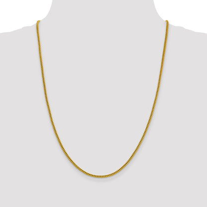 14K Yellow Gold 24 Inch 2.2mm Semi-Solid Franco With Lobster Clasp Chain Necklace