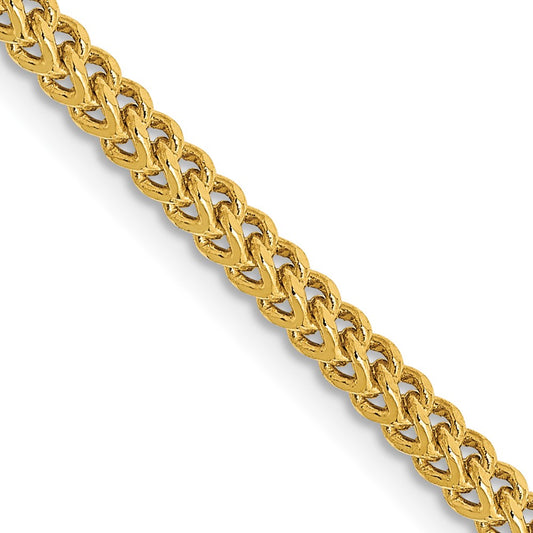 14K Yellow Gold 26 Inch 2.2mm Semi-Solid Franco With Lobster Clasp Chain Necklace