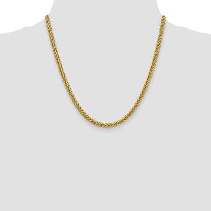 20 Inch 14K 18 4.65mm Semi-Solid 3-Wire Wheat With Lobster Clasp Chain Necklace