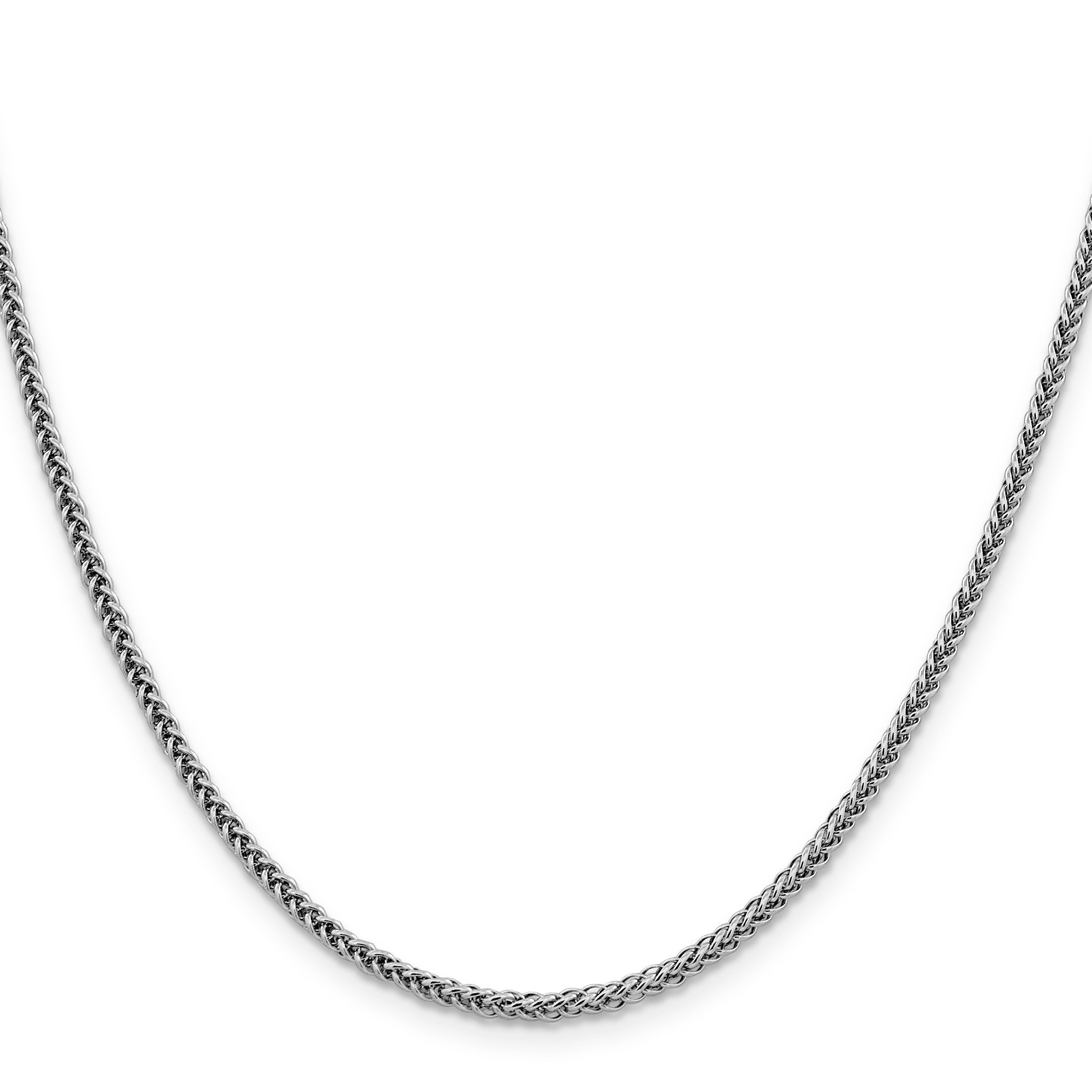 14K White Gold 18 Inch 2.35mm Semi-Solid 3-Wire Wheat With Lobster Clasp Chain Necklace