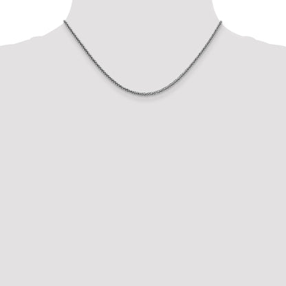 14K White Gold 16 Inch 2.35mm Semi-Solid 3-Wire Wheat With Lobster Clasp Chain Necklace