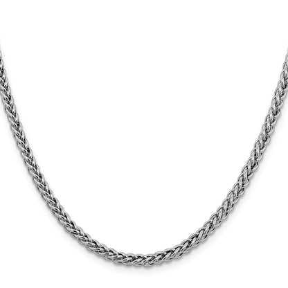 14K White Gold 24 Inch 4.3mm Semi-Solid 3-Wire Wheat With Lobster Clasp Chain Necklace