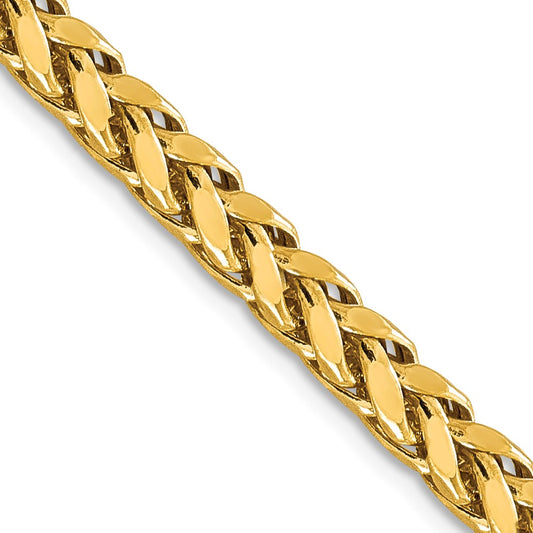14K Yellow Gold 26 Inch 5mm Semi-Solid Diamond-Cut Wheat With Lobster Clasp Chain Necklace