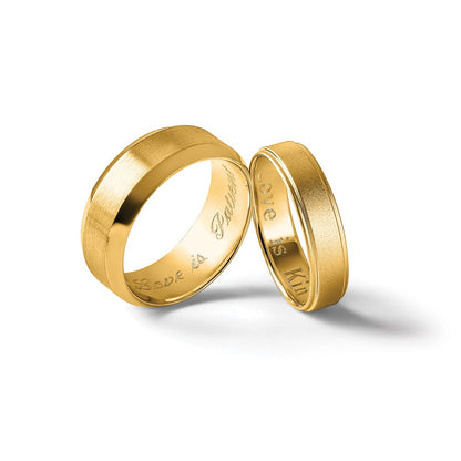 18k Yellow Gold 8mm Beveled Edge Comfort Fit Wedding Band Ring