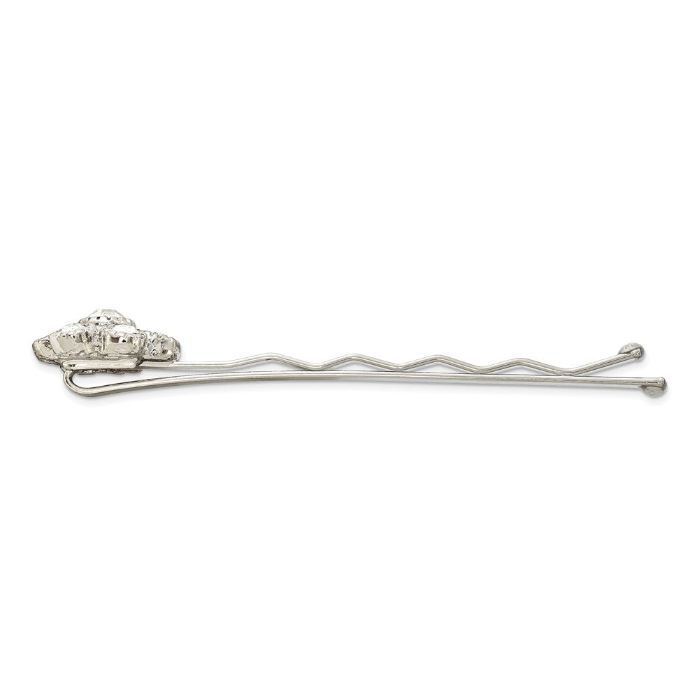 Fashion 1928 Jewelry Set Of 2 Silver-Tone Clear Crystal Flower Hairpins