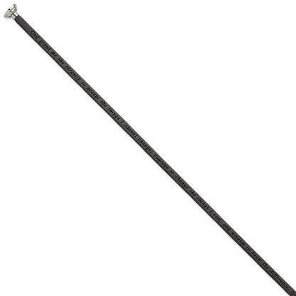 Stainless Steel Amen Lord'S Prayer Black Leather Wrap With Magnetic Clasp 21 Inch Bracelet