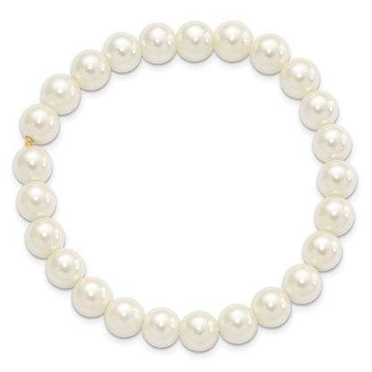 7 Inch 1928 Jewelry 8mm Ivory Imitation Pearl Stretch Bracelet
