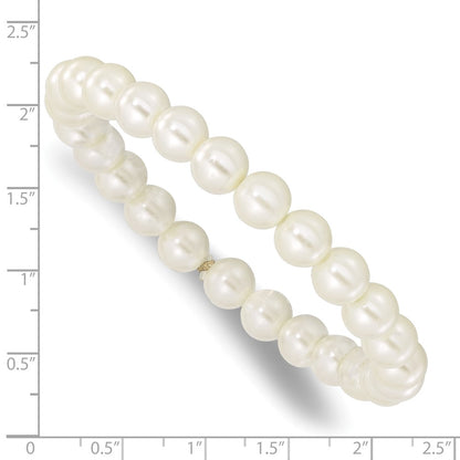 7 Inch 1928 Jewelry 8mm Ivory Imitation Pearl Stretch Bracelet
