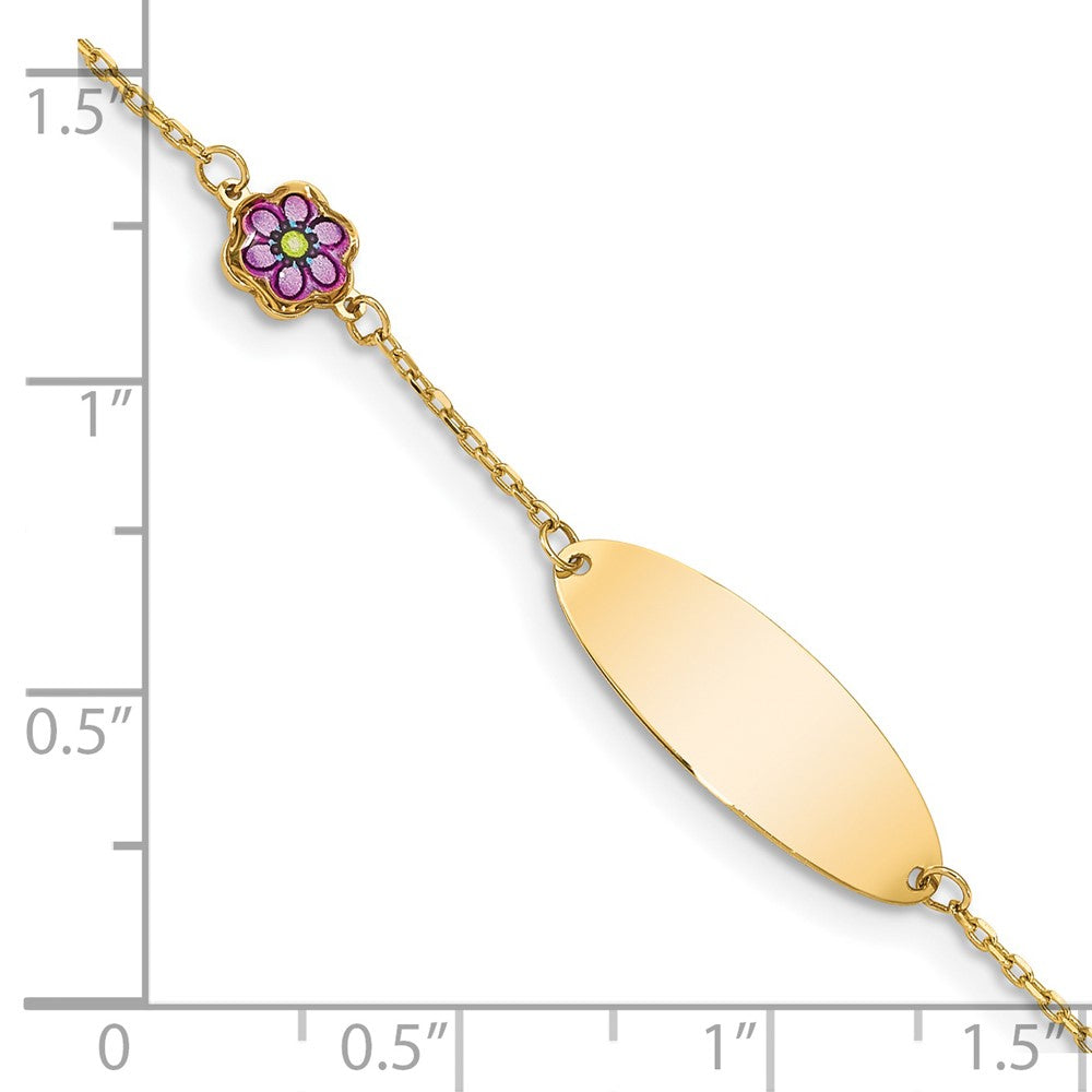 5.5 Inch 14K Children'S Enamel Flower W/.5In Ext. Id Bracelet