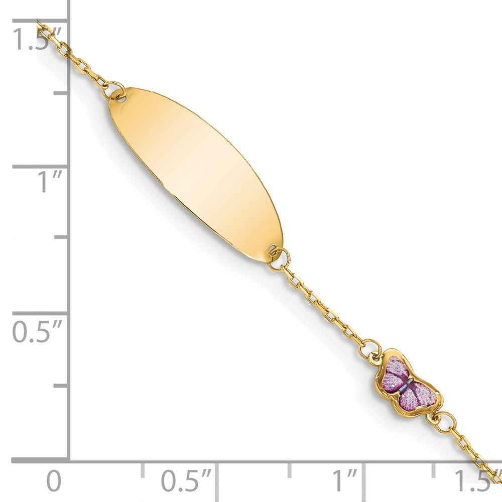 5.5 Inch 14K Children'S Enamel Butterfly W/.5In Ext. Id Bracelet