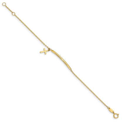 5.5 Inch 14K Children'S Polished Dangle Cross W/.5In Ext. Bracelet