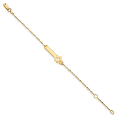 5.5 Inch 14K Children'S Polished Flower W/1In Ext. Id Bracelet