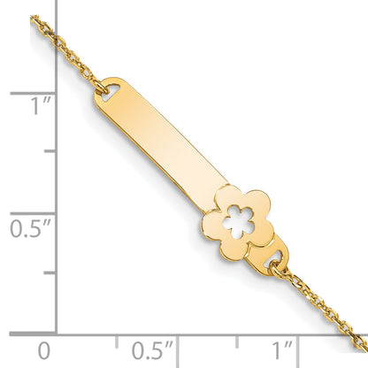 5.5 Inch 14K Children'S Polished Flower W/1In Ext. Id Bracelet